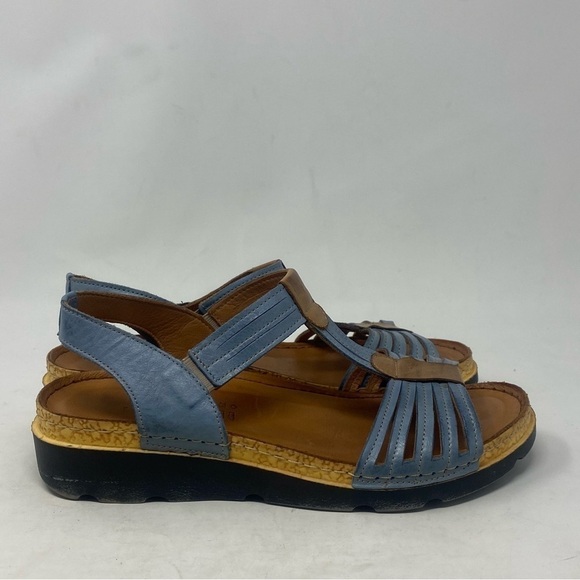 Spring Step Shoes - Spring Step Women’s Blue Leather Kasba Strappy Sandals Size 38